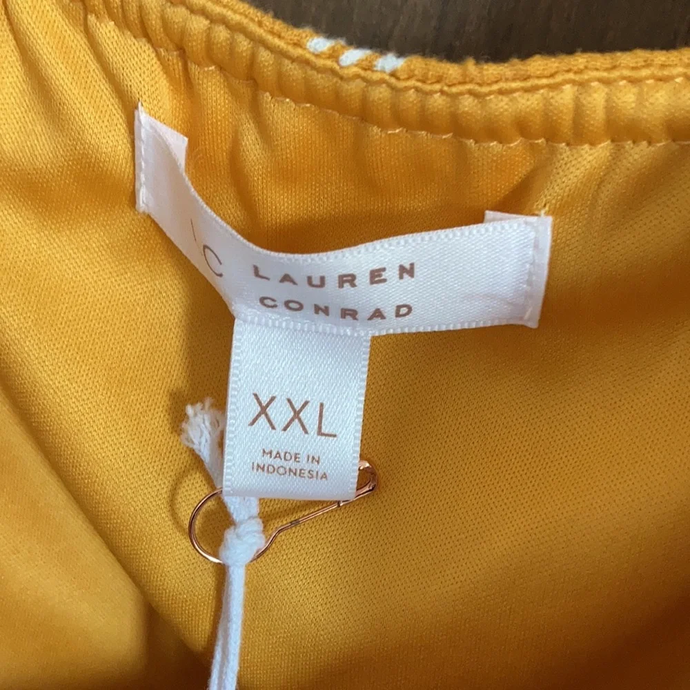 LC Lauren Conrad print faux wrap dress ruffle detail elastic waist XXL - Picture 8 of 17